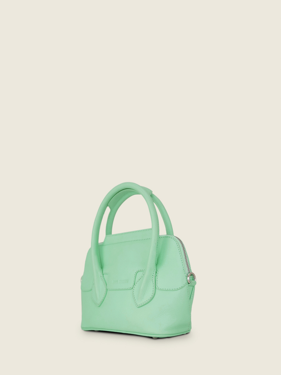 photo-vue-de-cote-mini-sac-main-cuir-vert-gisele-xs-pastel-menthe-paul-marius-w32xs-pt-gr