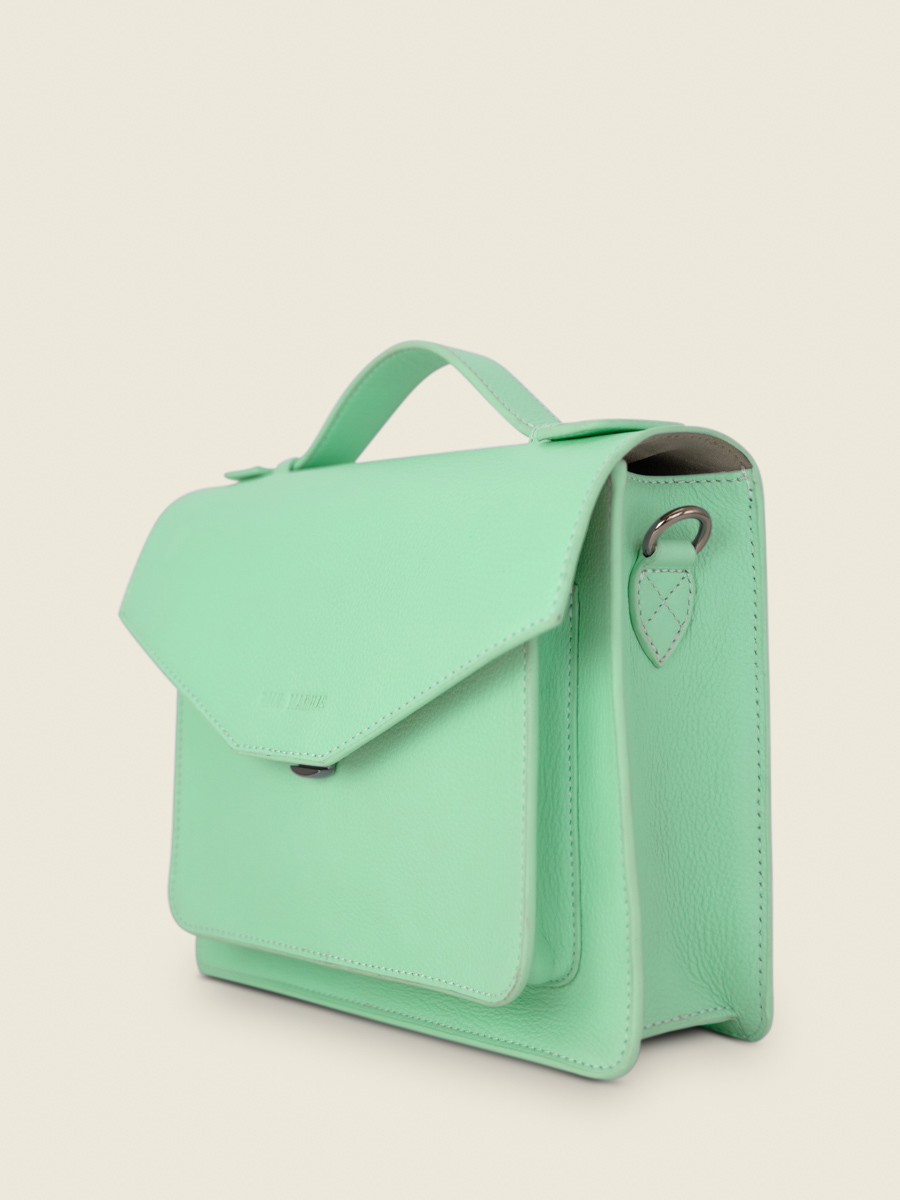 photo-vue-de-cote-sac-main-cuir-vert-simone-pastel-menthe-paul-marius-w33-pt-gr