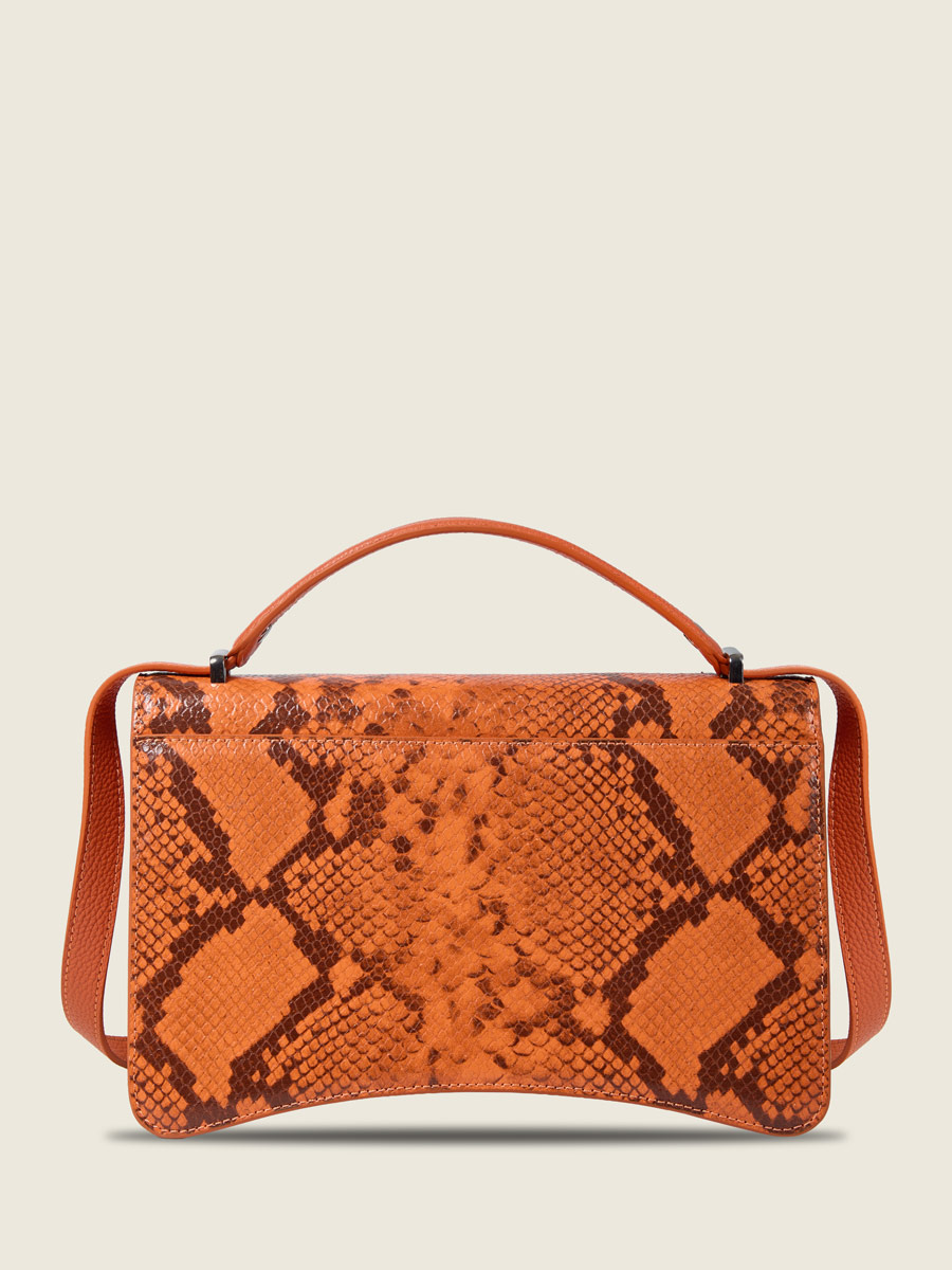Sac à main en cuir orange Madame George Python - Ambre vue portee