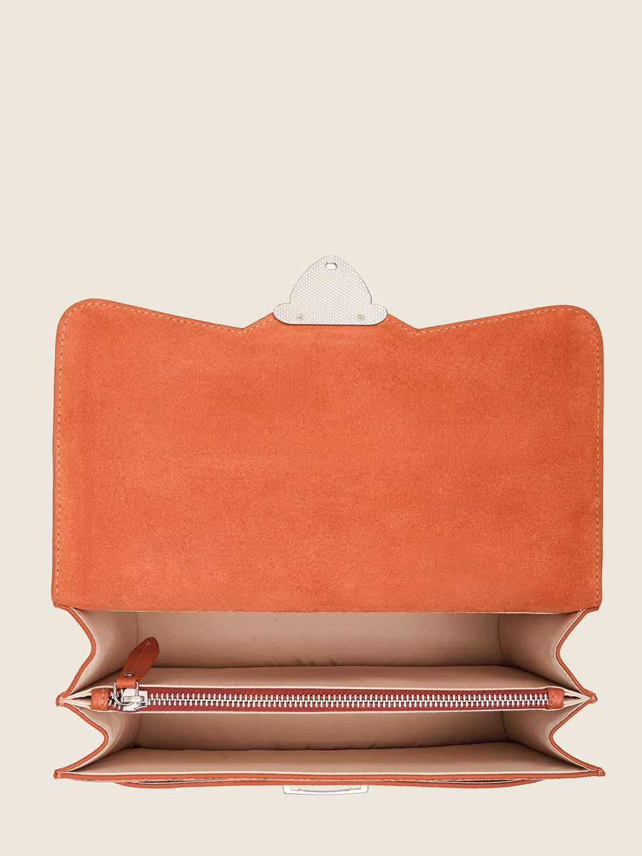 Sac à main en cuir orange Madame George Python - Ambre photo focus matiere