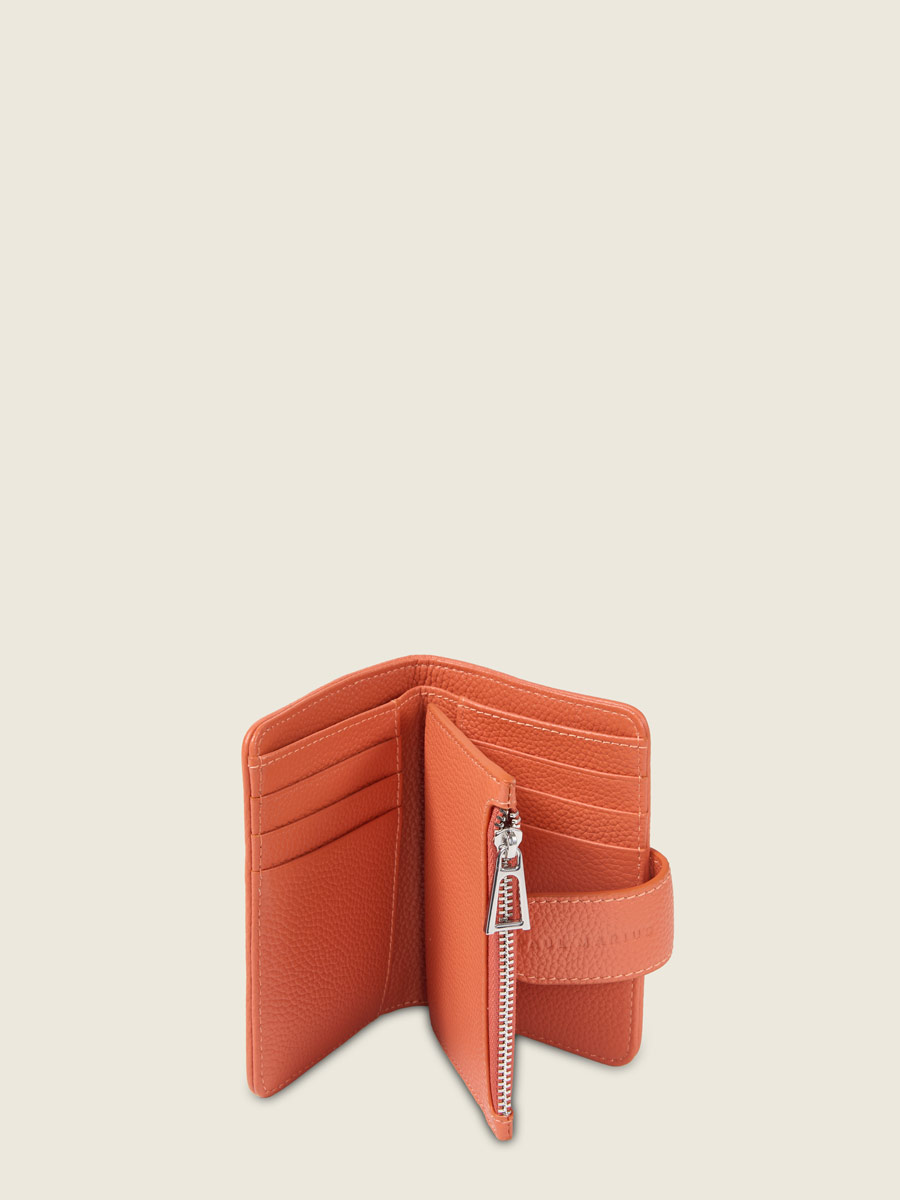 Portefeuille orange Valentine Python - Ambre photo focus matiere