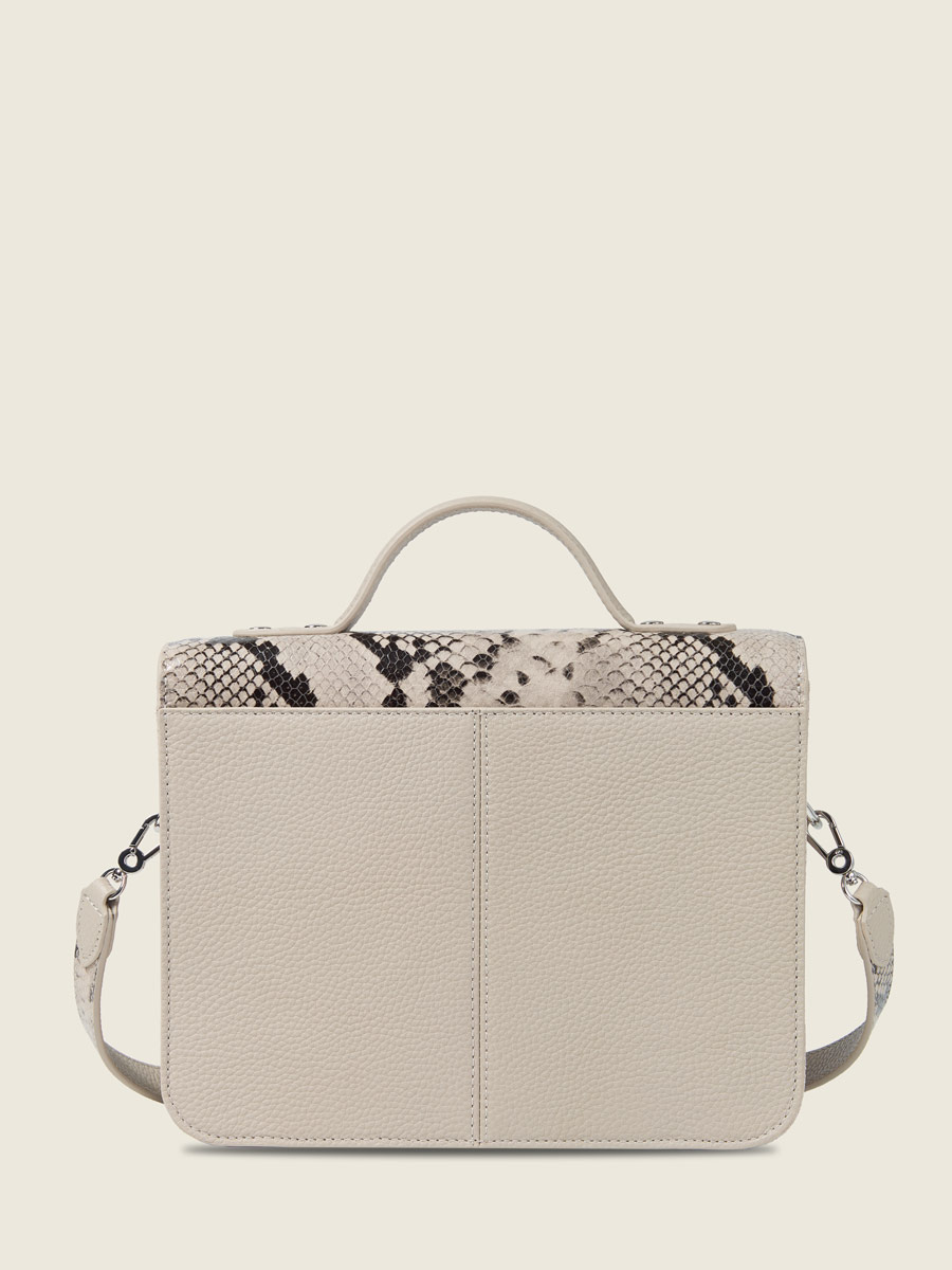 Sac à main en cuir gris Mademoiselle George Python - Galet vue portee
