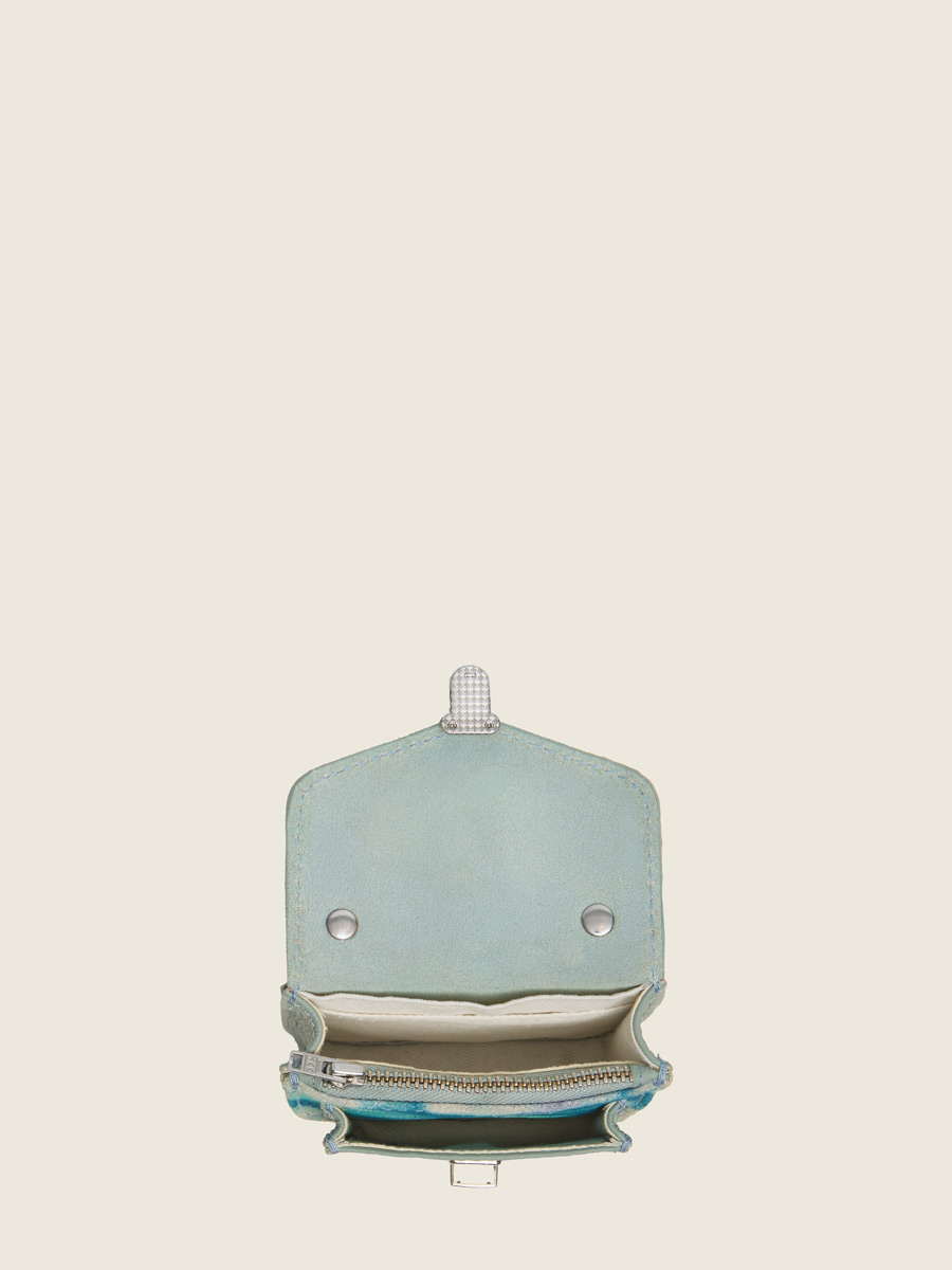 Porte-monnaie Bijou de Sac Mademoiselle George Nano Tie & Dye Bleu photo focus matiere