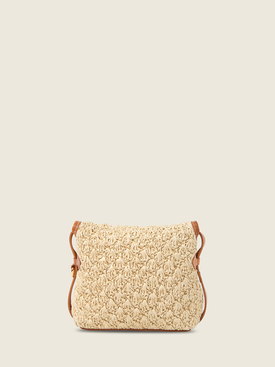 Mini sac bandoulière en raphia et cuir Loulou S Raphia - Naturel / Cognac vue interieure