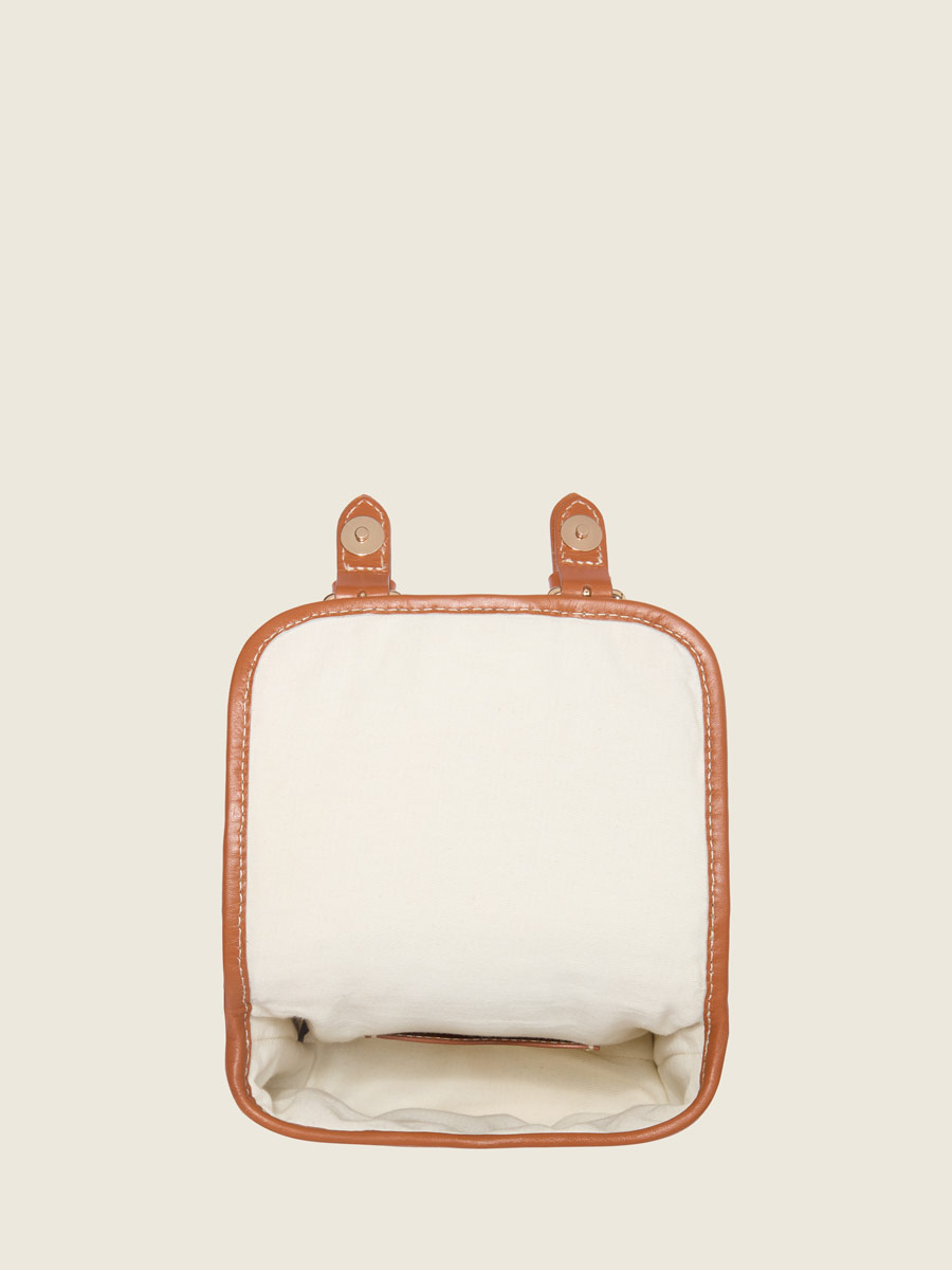 Mini sac bandoulière en raphia et cuir Loulou S Raphia - Naturel / Cognac vue portee