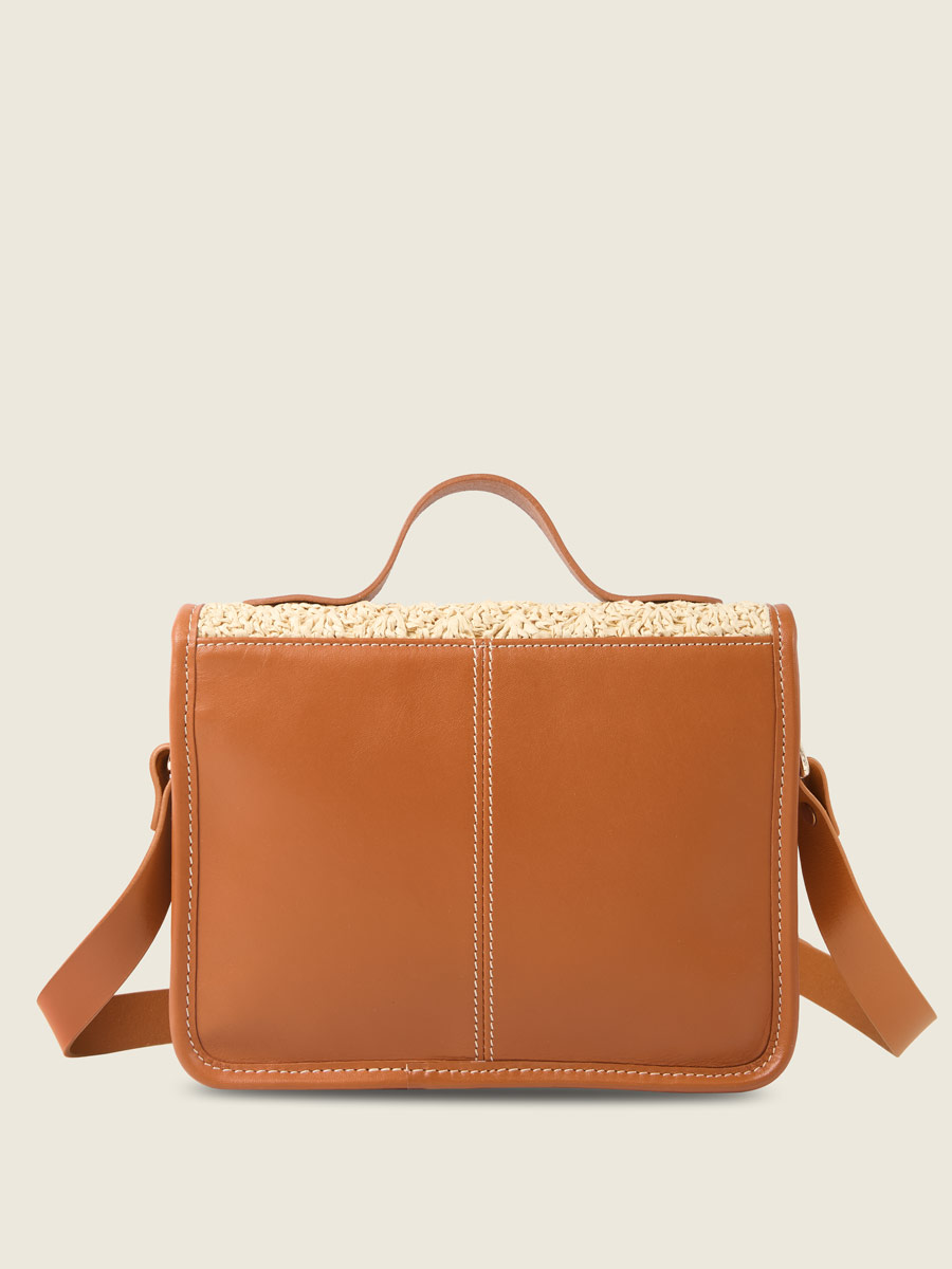 Sac à main en raphia et cuir Mademoiselle George Raphia - Naturel / Cognac vue interieure
