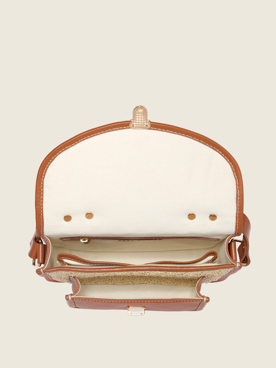 Sac à main en raphia et cuir Mademoiselle George Raphia - Naturel / Cognac vue portee