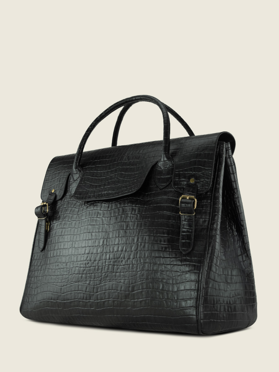 photo-vue-de-cote-grand-sac-de-voyage-cuir-noir-rouen-delhi-heritage-noir-de-jais-paul-marius-m105-cr-b