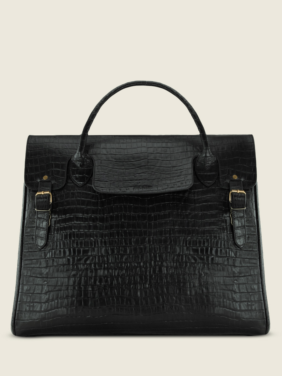 photo-vue-de-face-grand-sac-de-voyage-cuir-noir-rouen-delhi-heritage-noir-de-jais-paul-marius-m105-cr-b
