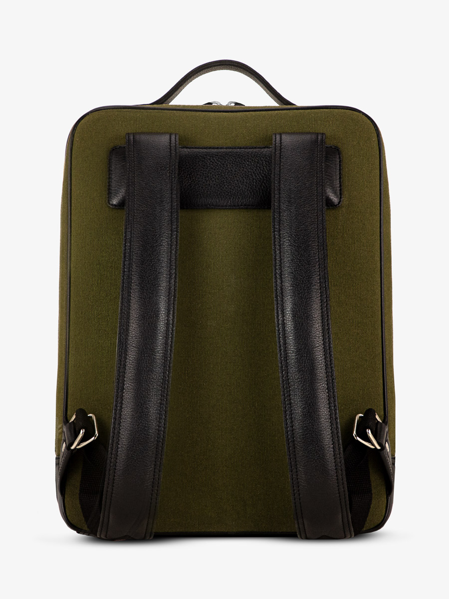 photo-vue-de-dos-sac-a-dos-cuir-unisexe-noir-kaki-urbain-noir-toile-kaki-paul-marius-b08-obl-gc