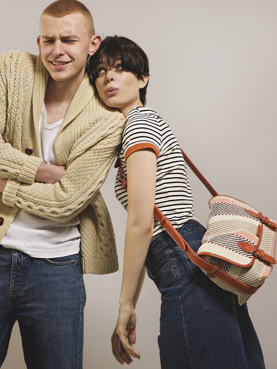 Sac bandoulière raphia multicolore Loulou Raphia - Multicolore vue cote