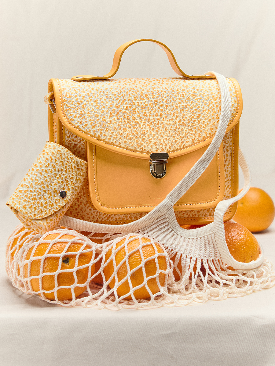 Sac à main en cuir orange Mademoiselle George - Orangeade vue cote