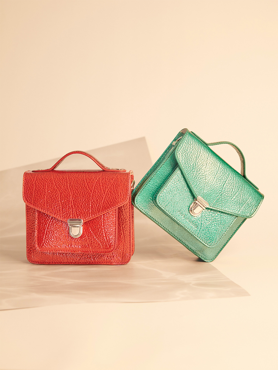 Petit sac à main en cuir rouge Mademoiselle George XS - Star Flamme photo focus matiere