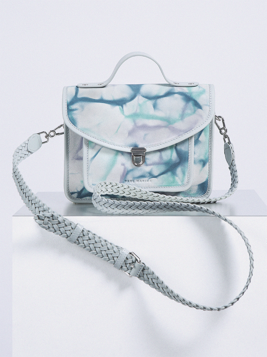 Sac à main en cuir bleu Mademoiselle George - Tie & Dye Bleu vue cote