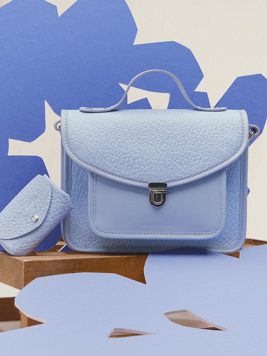 Sac à main en cuir violet Mademoiselle George - Lavande vue cote