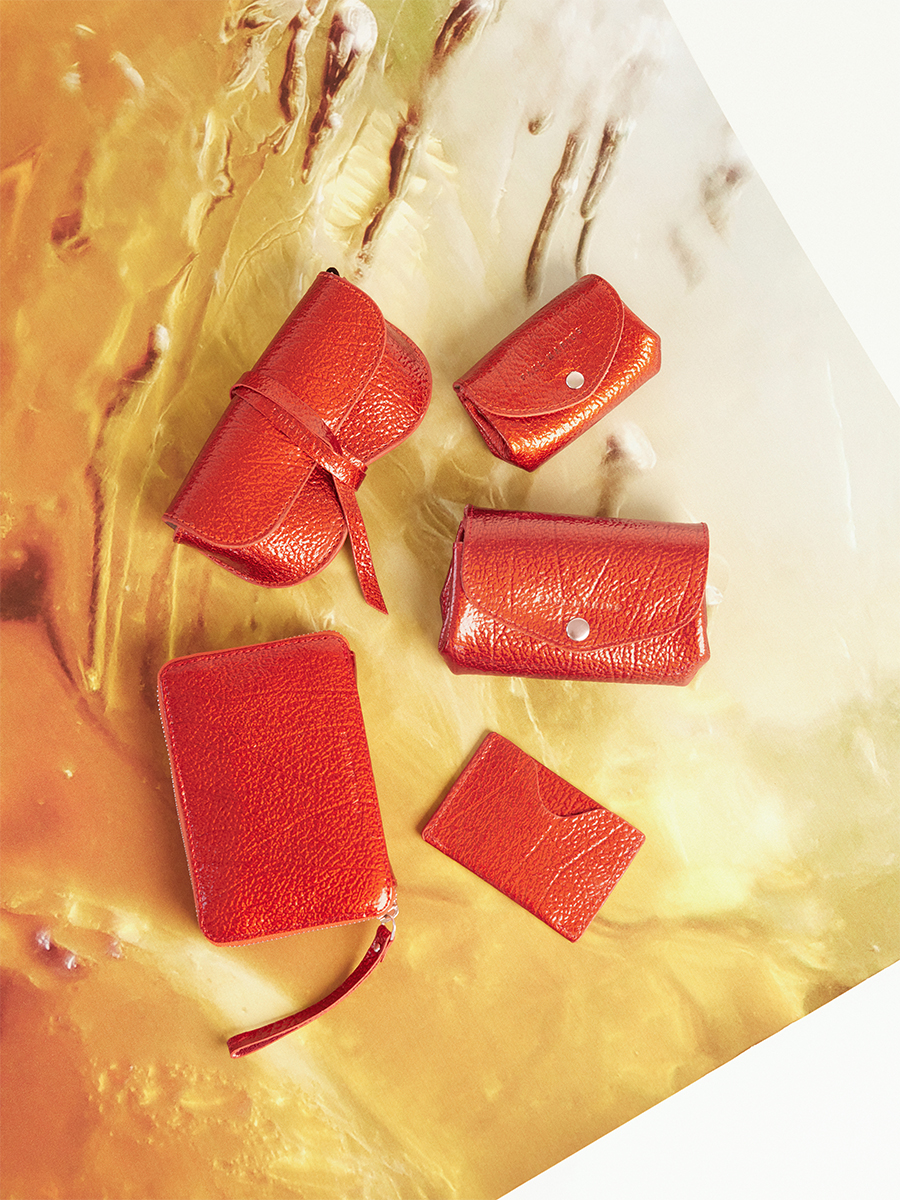 Portefeuille en cuir rouge LePortefeuille Alice - Star Flamme vue portee