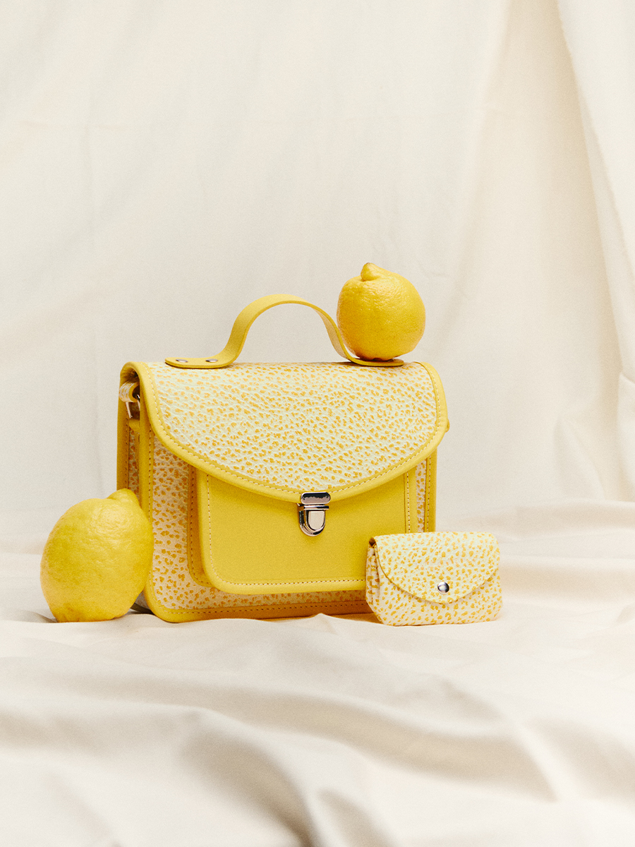 Sac à main en cuir jaune Mademoiselle George - Citronnade vue cote