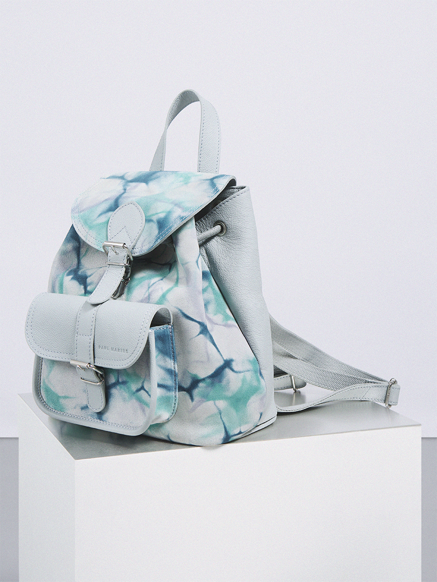 Sac à dos en cuir bleu LeBaroudeur - Tie & Dye Bleu vue cote