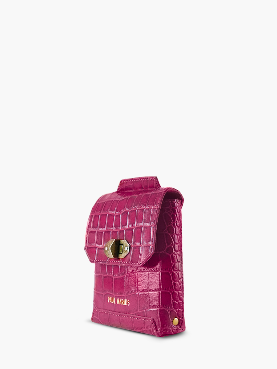 photo-vue-de-cote-sac-telephone-cuir-femme-agathe-alligator-rose-paul-marius-m70-a-pi