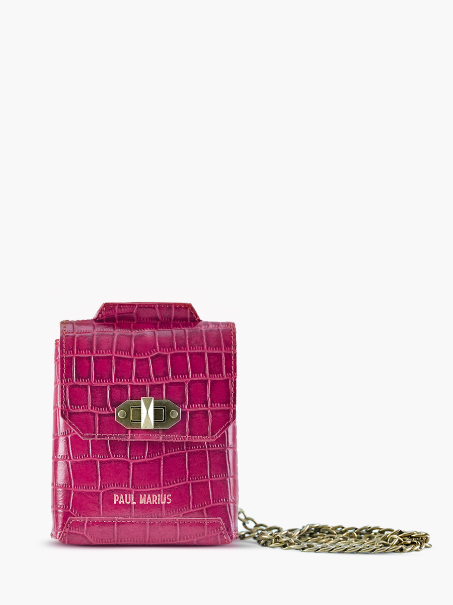 photo-vue-de-face-sac-telephone-cuir-femme-agathe-alligator-rose-paul-marius-m70-a-pi