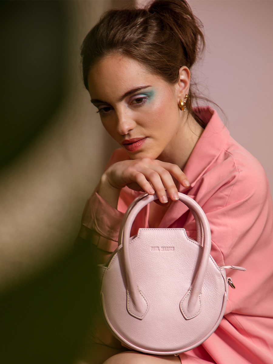 Aline Pastel Poudré - sac à main cuir rose femme | PAUL MARIUS