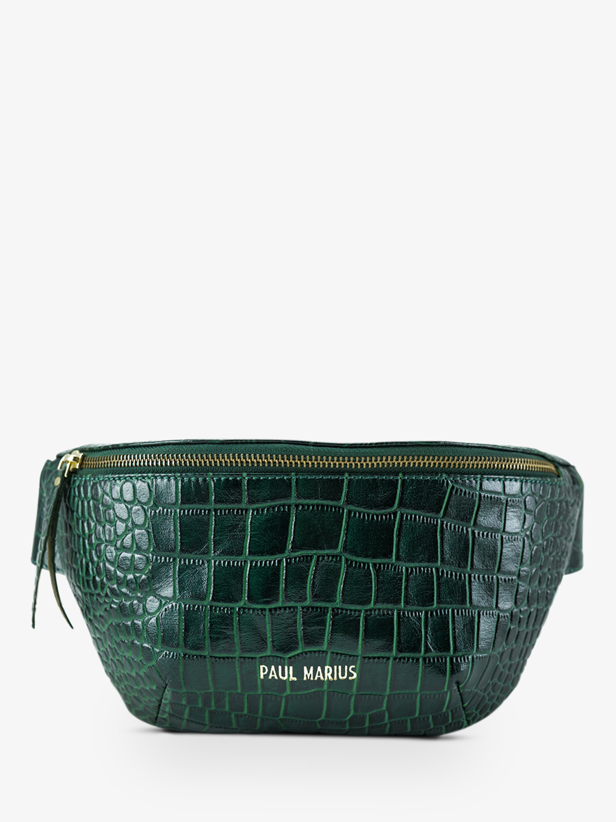 photo-vue-de-face-sac-banane-cuir-femme-labanane-alligator-vert-paul-marius-m503-a-dg