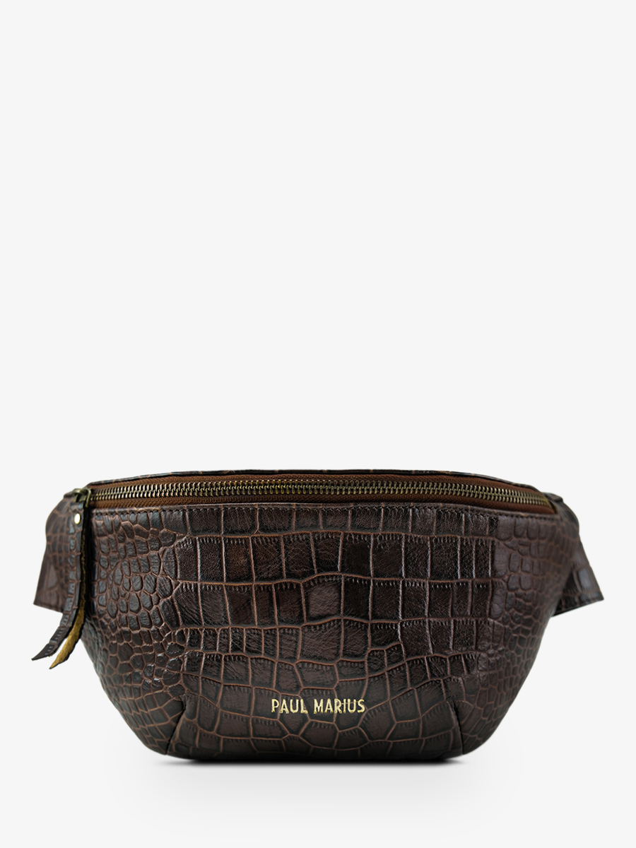 photo-vue-de-face-sac-banane-cuir-femme-labanane-alligator-marron-paul-marius-m503-a-db