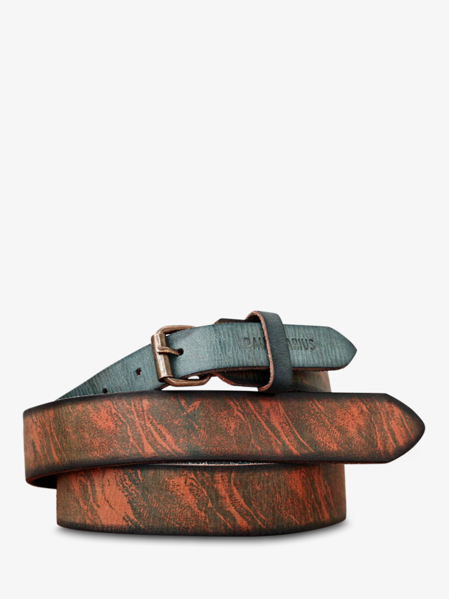 LaCeinture Indie Cobalt ceinture en cuir pour homme Vert Bleu PAUL MARIUS