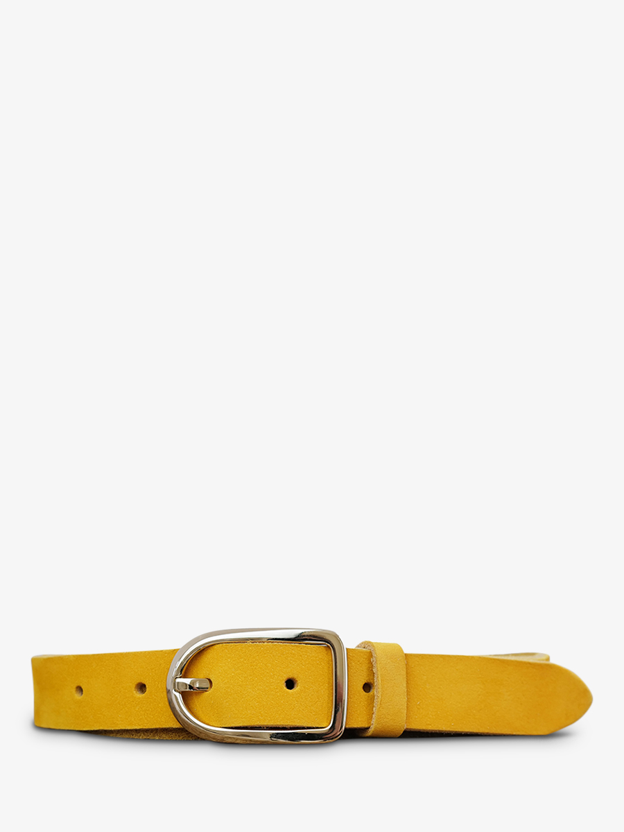 photo-vue-de-face-ceinture-en-cuir-pour-homme-et-femme-jaune-laceinture-magnifique-nubuck-25mm-safran-paul-marius-cdv-25-n-y