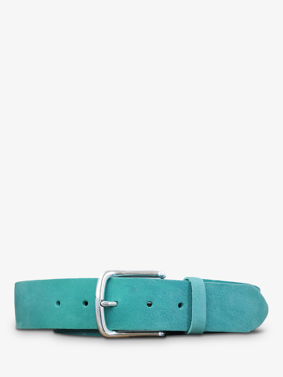 photo-vue-de-face-ceinture-en-cuir-pour-homme-et-femme-bleu-vert-laceinture-magnifique-nubuck-40mm-turquoise-paul-marius-cdv-40-n-tb