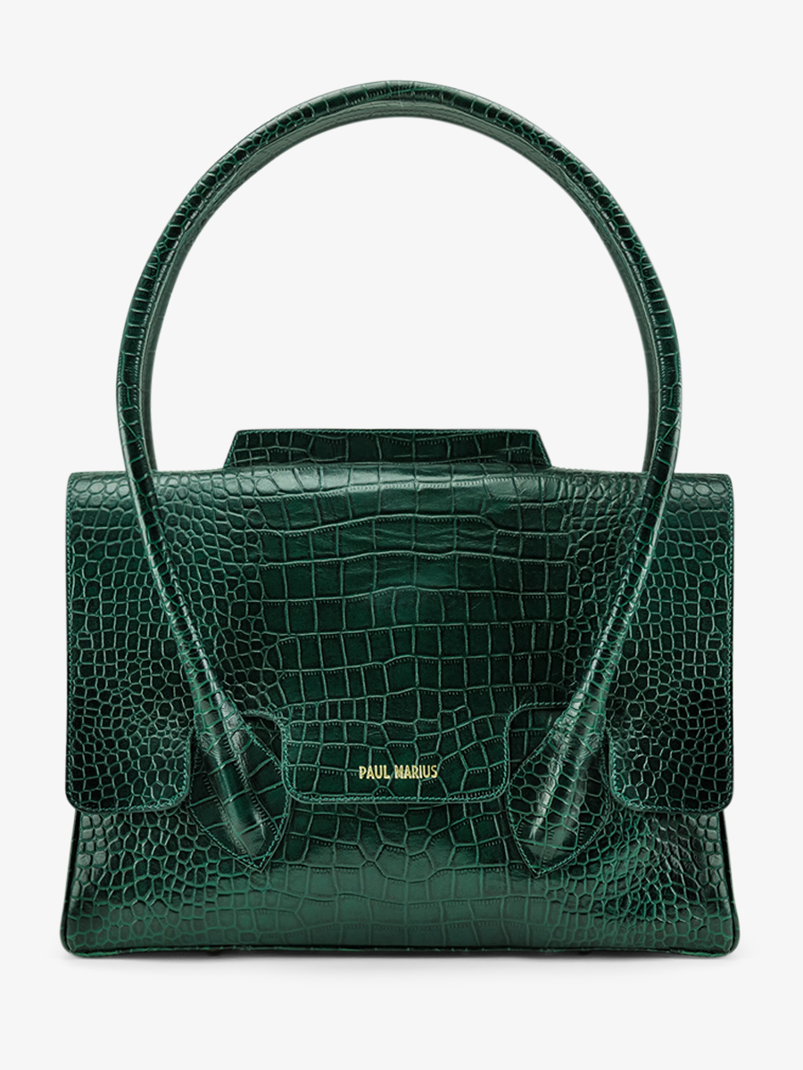 photo-vue-de-face-sac-main-cuir-femme-colette-m-alligator-vert-paul-marius-w028m-a-dg