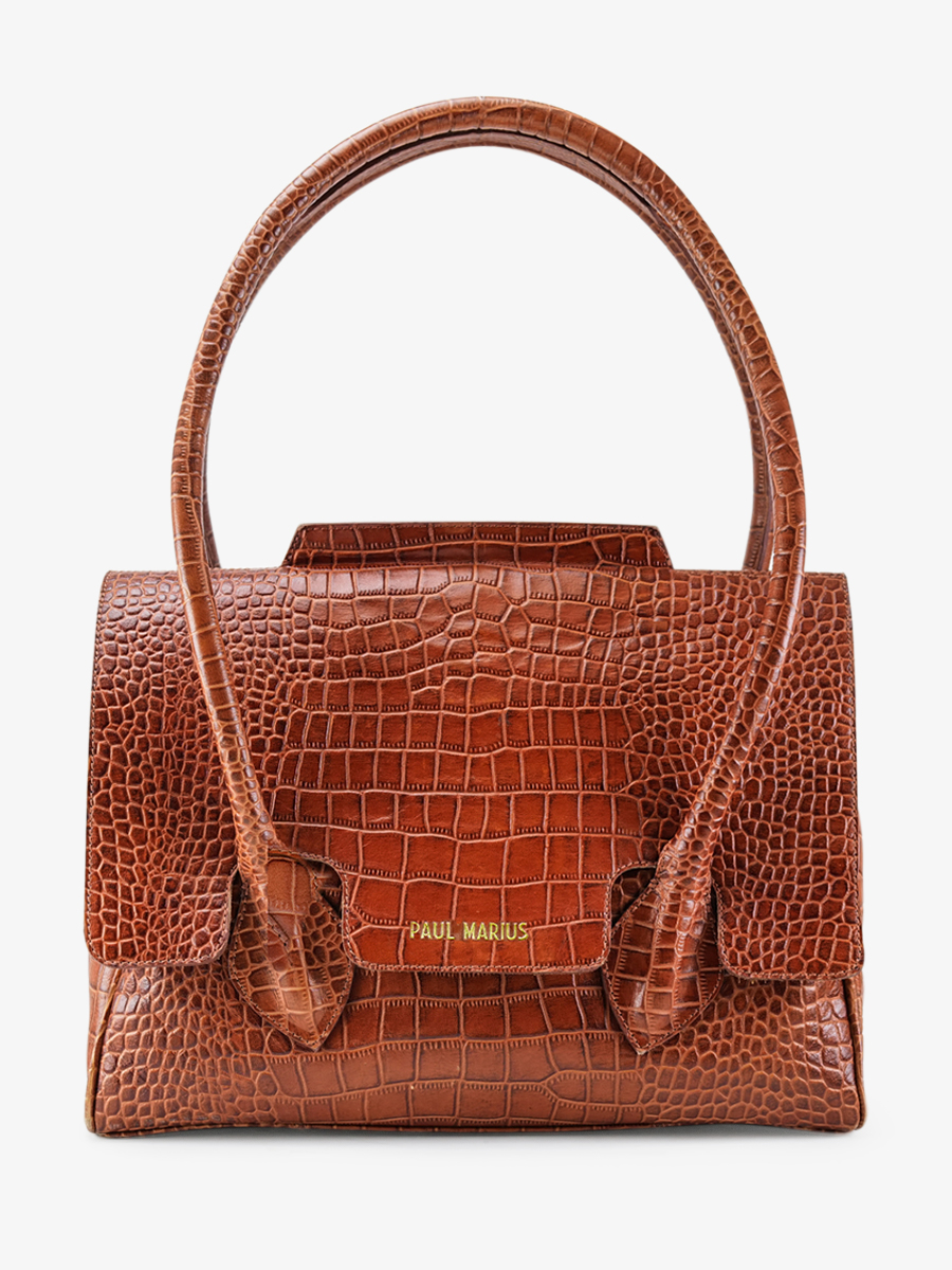 photo-vue-de-face-sac-a-main-cuir-femme-marron-colette-m-alligator-cocktail-ambre-paul-marius-w28m-a-l