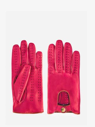 Gants Pilote Femme - Fuchsia / Naturel