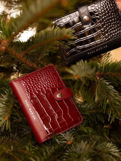 LePortefeuille Jeanne Croco - Vernis Bordeaux