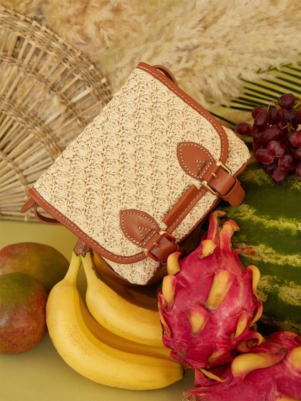 Loulou S Raphia - Naturel / Cognac