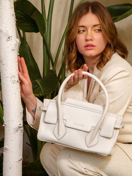 Madeleine S Pastel Craie sac a main cuir blanc femme PAUL MARIUS