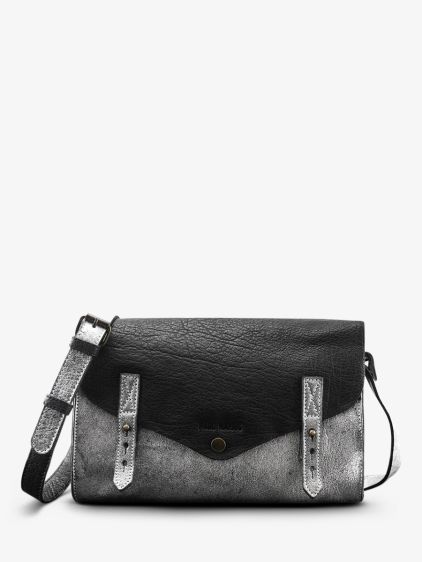 L Indispensable Argent Noir sac bandouli re cuir femme