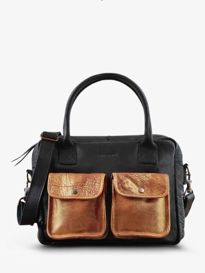 LeDandy Noir Dor porte document cuir femme Noir Dor PAUL