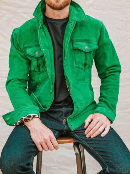 Blouson cuir vert homme sale