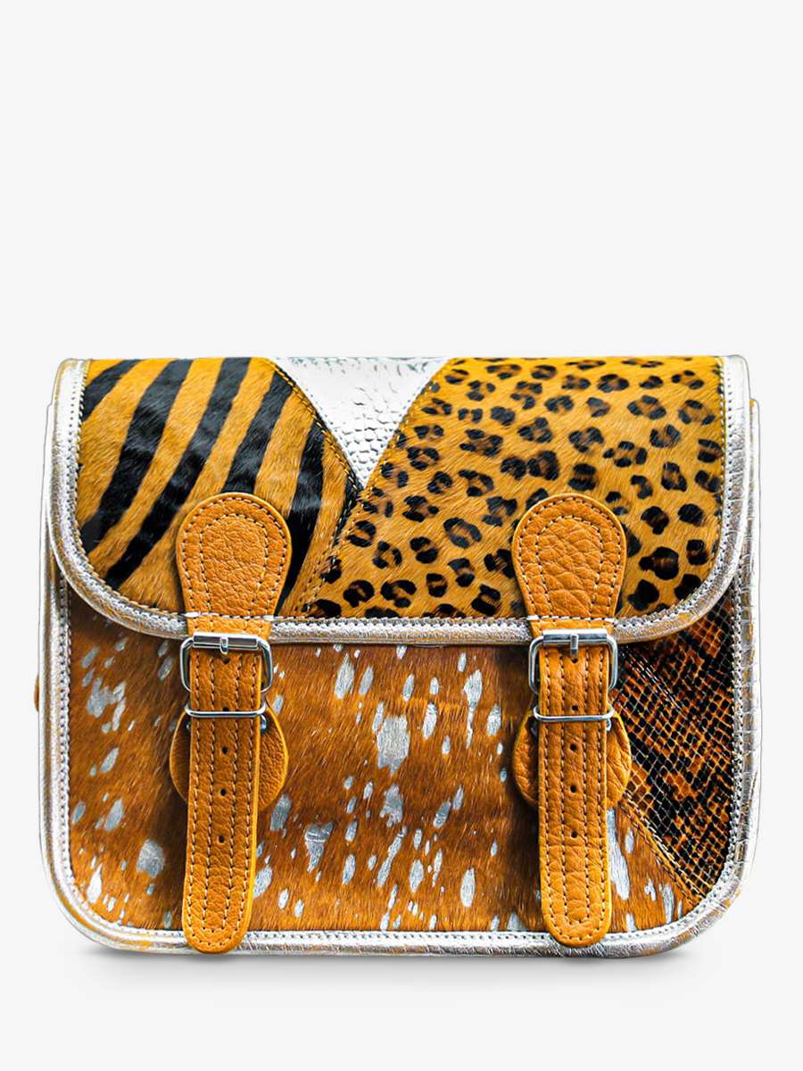 photo-vue-de-face-sac-bandouliere-cuir-femme-jaune-argente-lasacoche-s-chimere-safran-argente-paul-marius-m02s10-ch-y-s