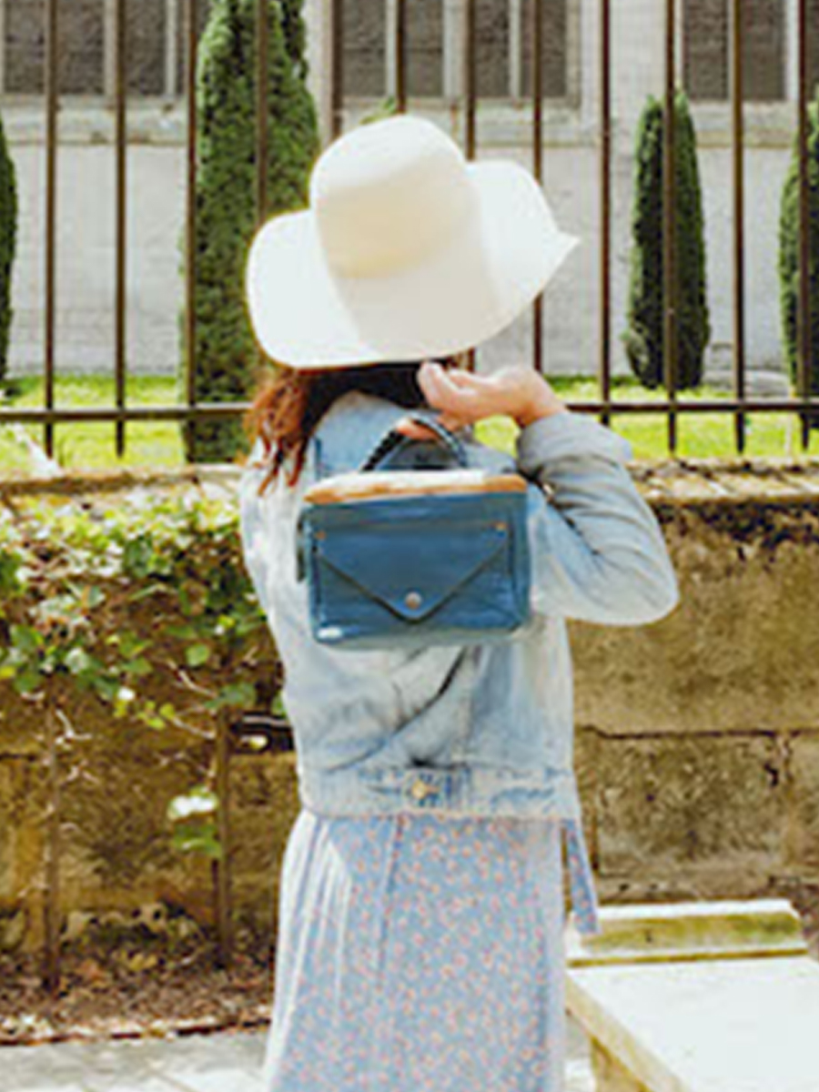 Le Mini Indispensable Bleu Piscine - sac bandoulière cuir femme Bleu