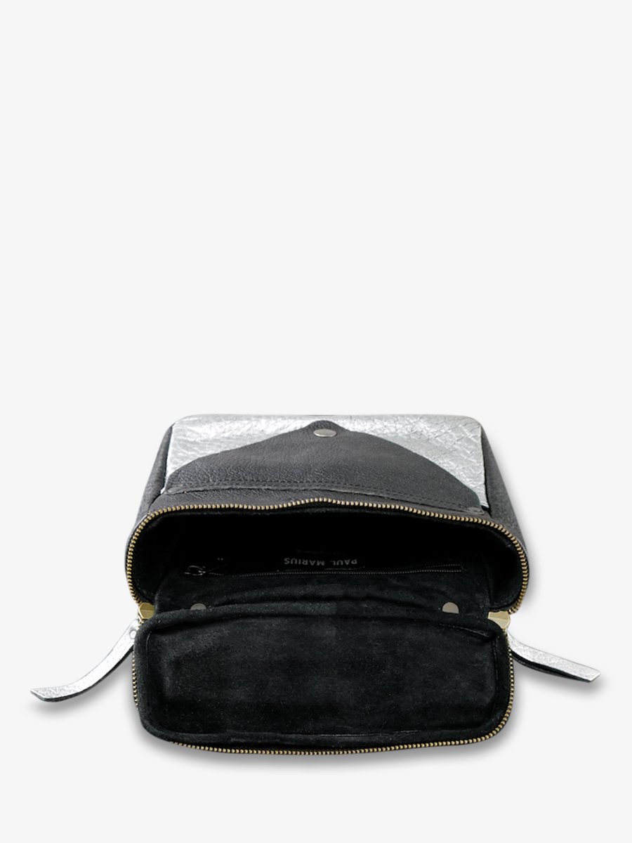 photo-interieur-sac-bandouliere-cuir-femme-argente-noir-legavroche-reedition-argente-noir-paul-marius-w26-s-b