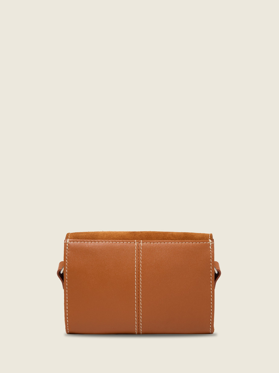 Petit sac bandoulière en cuir suédé marron LeMini Indispensable - Fauve vue dos