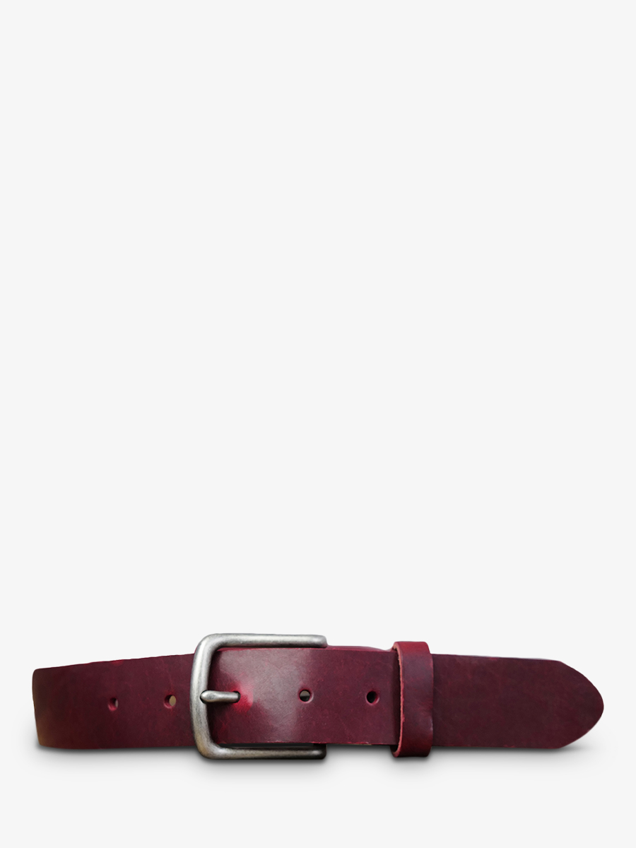 photo-vue-de-face-ceinture-en-cuir-pour-homme-et-femme-violet-laceinture-magnifique-35mm-prune-paul-marius-cdv-35-l-p