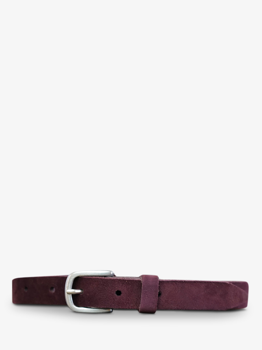 photo-vue-de-face-ceinture-en-cuir-pour-homme-et-femme-violet-laceinture-magnifique-nubuck-20mm-prune-paul-marius-cdv-20-n-p