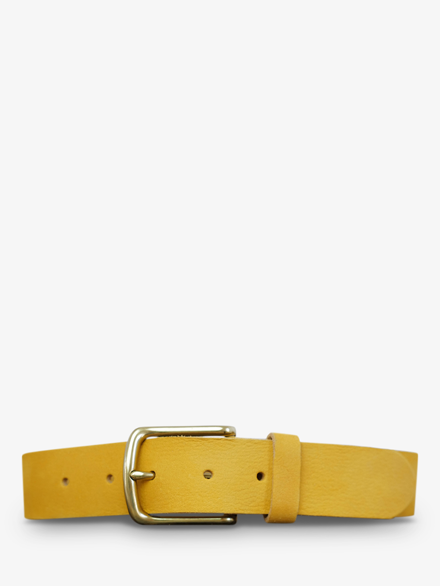 photo-vue-de-face-ceinture-en-cuir-pour-homme-et-femme-jaune-laceinture-magnifique-nubuck-35mm-safran-paul-marius-cdv-35-n-y