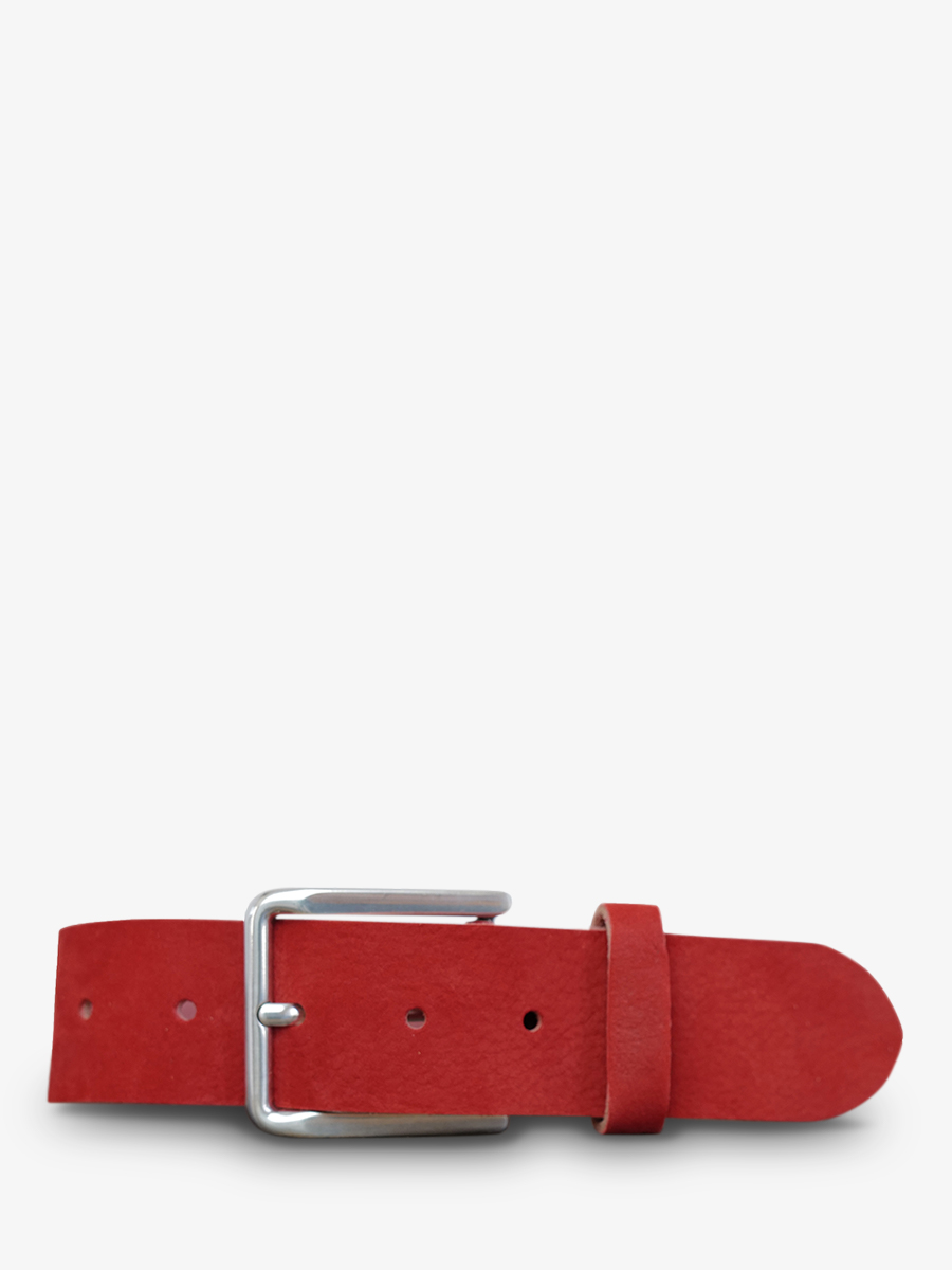 photo-vue-de-face-ceinture-en-cuir-pour-homme-et-femme-rouge-laceinture-magnifique-nubuck-40mm-rouge-carmin-paul-marius-cdv-40-n-r