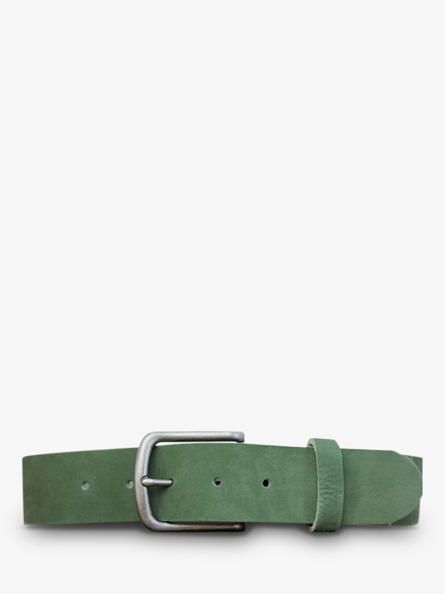 photo-vue-de-face-ceinture-en-cuir-pour-homme-et-femme-vert-laceinture-magnifique-nubuck-40mm-vert-amande-paul-marius-cdv-40-n-ga