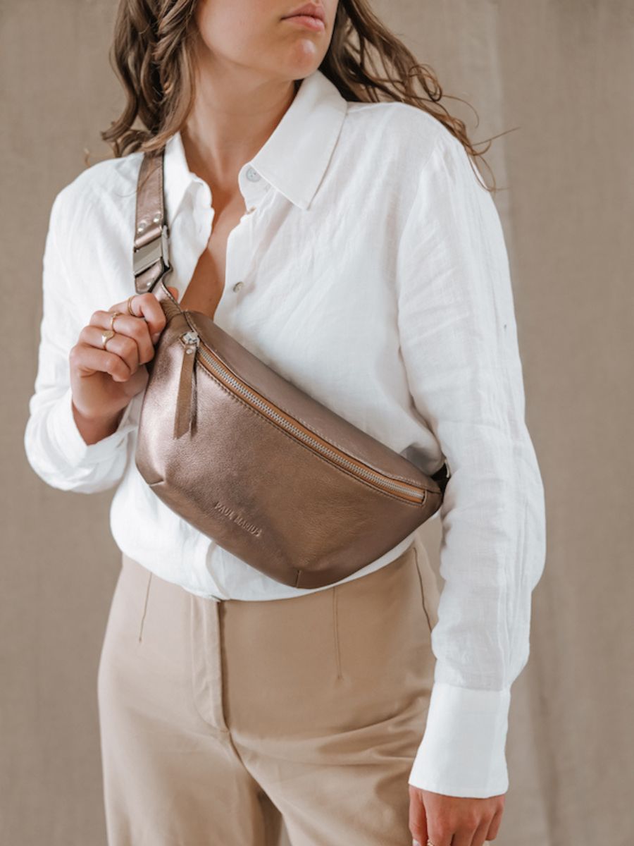 Grand sac ceinture en cuir véritable