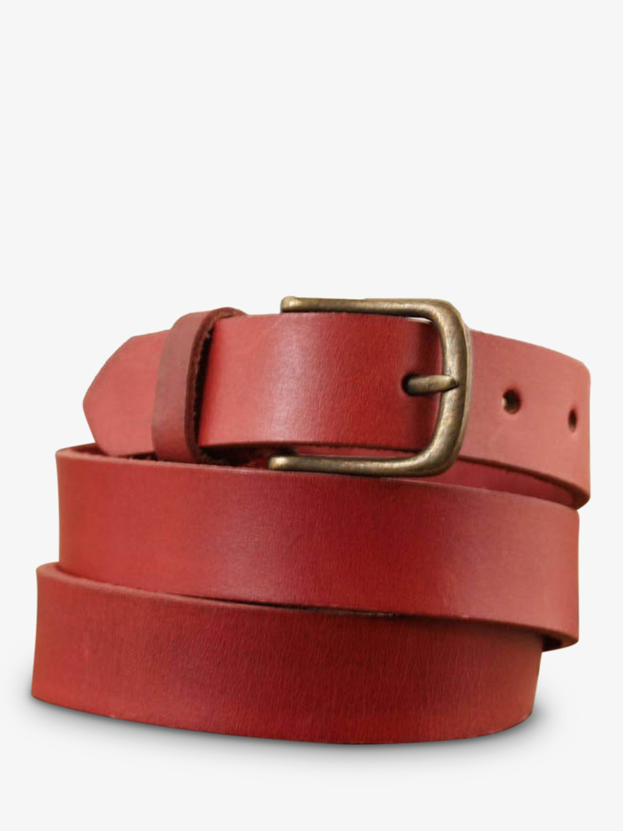 photo-vue-de-face-ceinture-en-cuir-pour-homme-et-femme-rouge-laceinture-a-boucle-rouge-carmin-paul-marius-lb-115-r